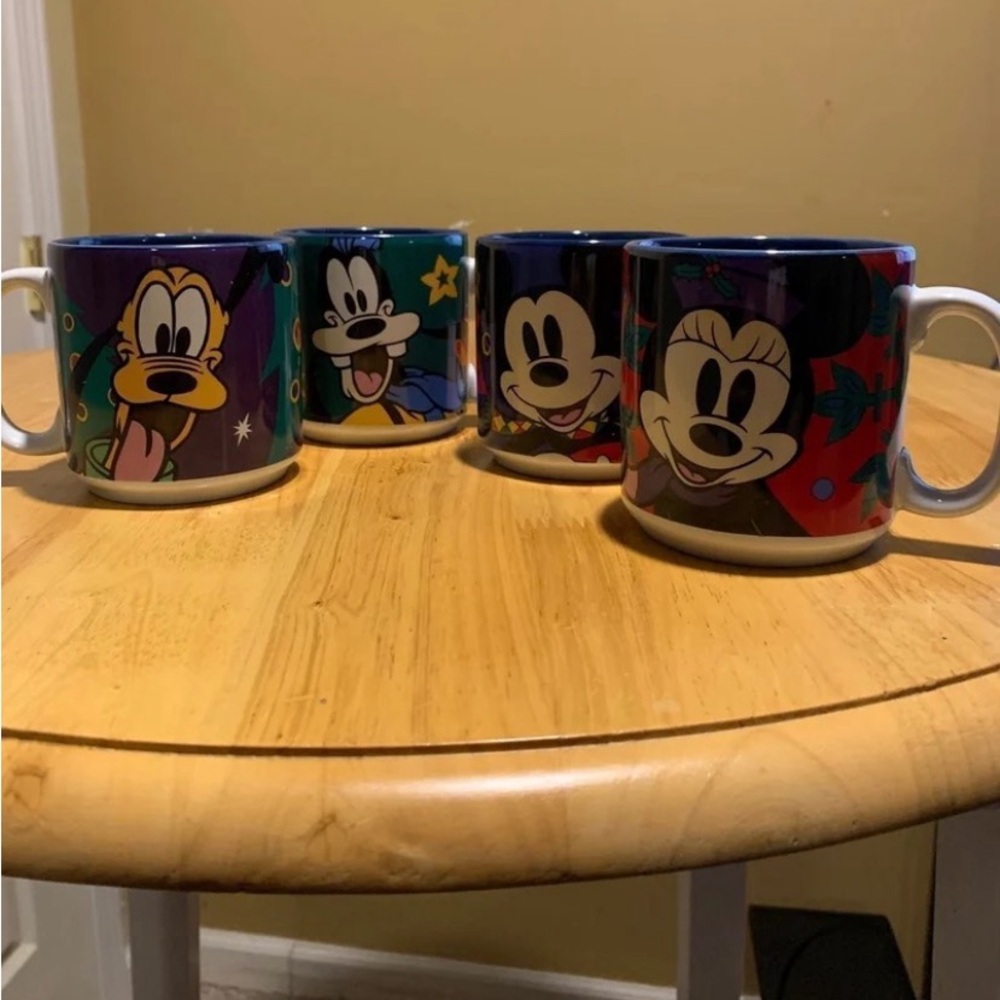 4 Disney Characters Christmas Coffee Mugs